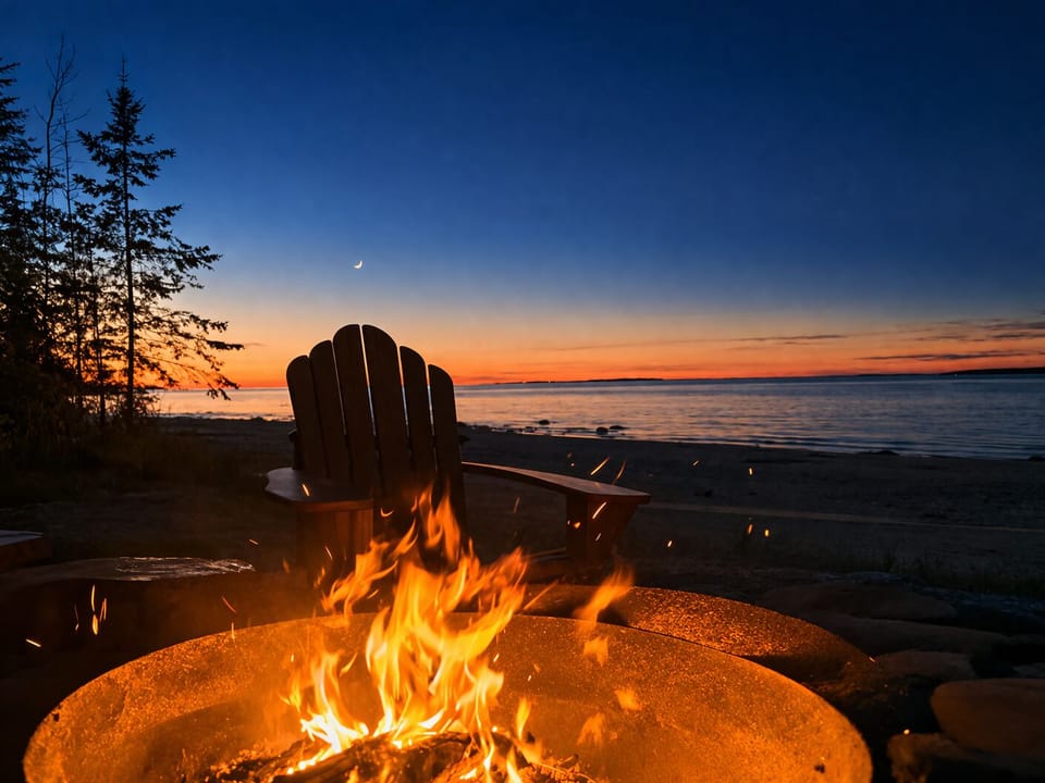 Campfires on the beach, watching the sun go down over Lake Huron. 