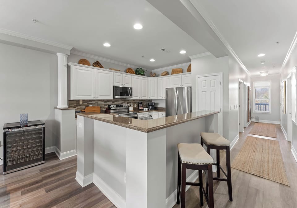Kitchen island with seating for two.