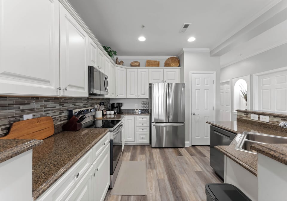 Fully stocked kitchen.