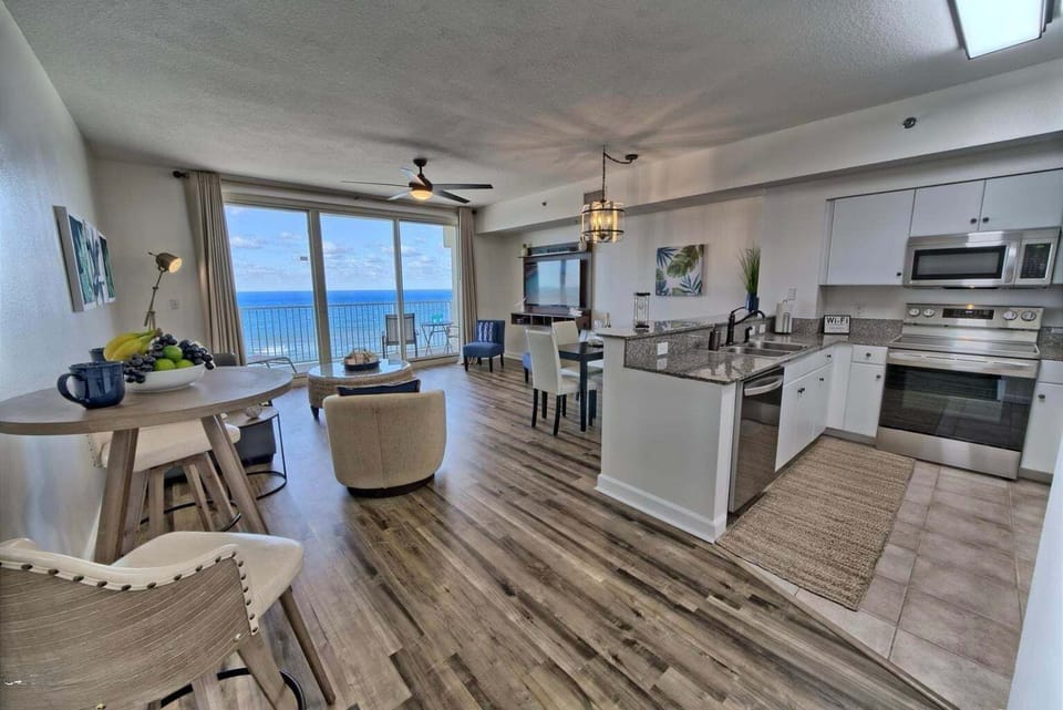 Walk into your kitchen and living areas that seamlessly flow together