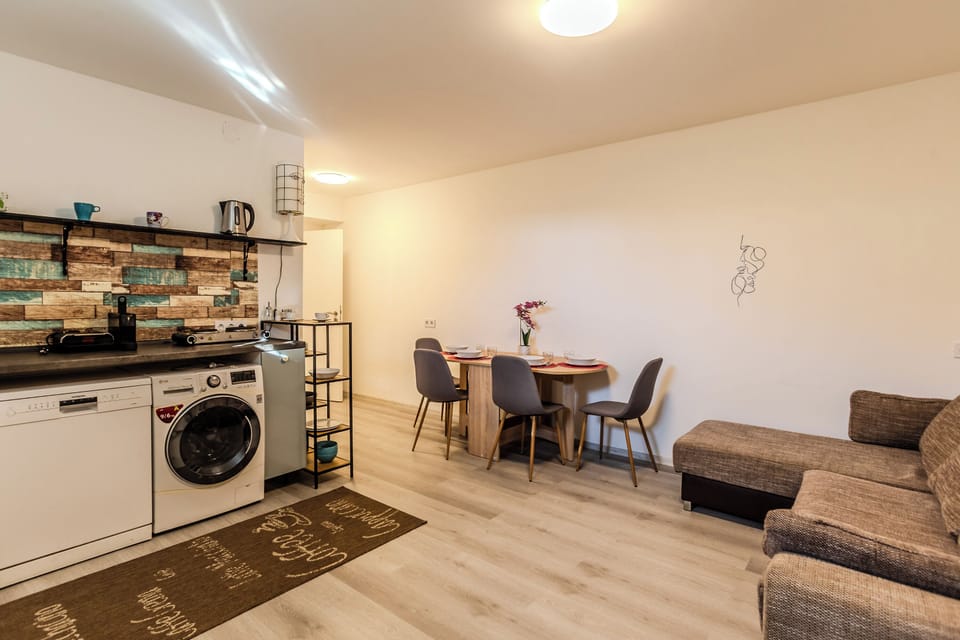 Kitchen, Dining and Living area