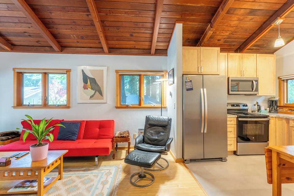 the living room  dining area and kitchen