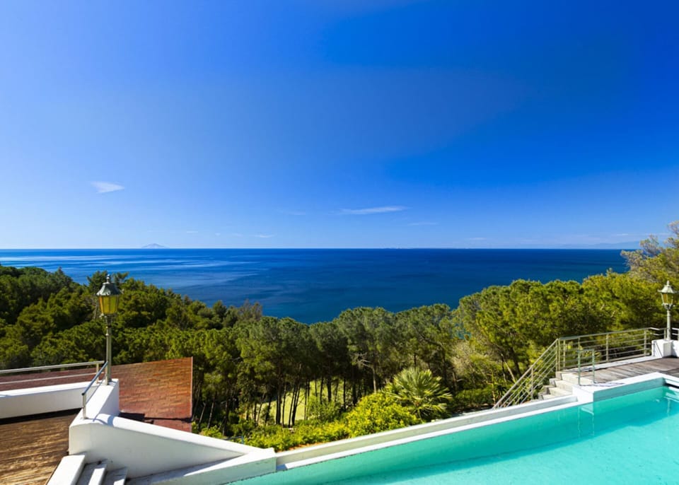 Villa Ritter Aurelia, with swimmingpool on Elba Island,  seaview from swimmingpool