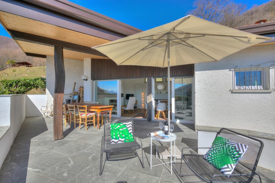 Family House, 2 Bedrooms, Fireplace, Mountainside (La Cà Da Brè - Garden House with) | Terrace/patio