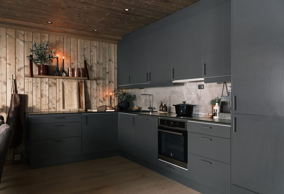 Delicate chosen kitchen with integrated appliances