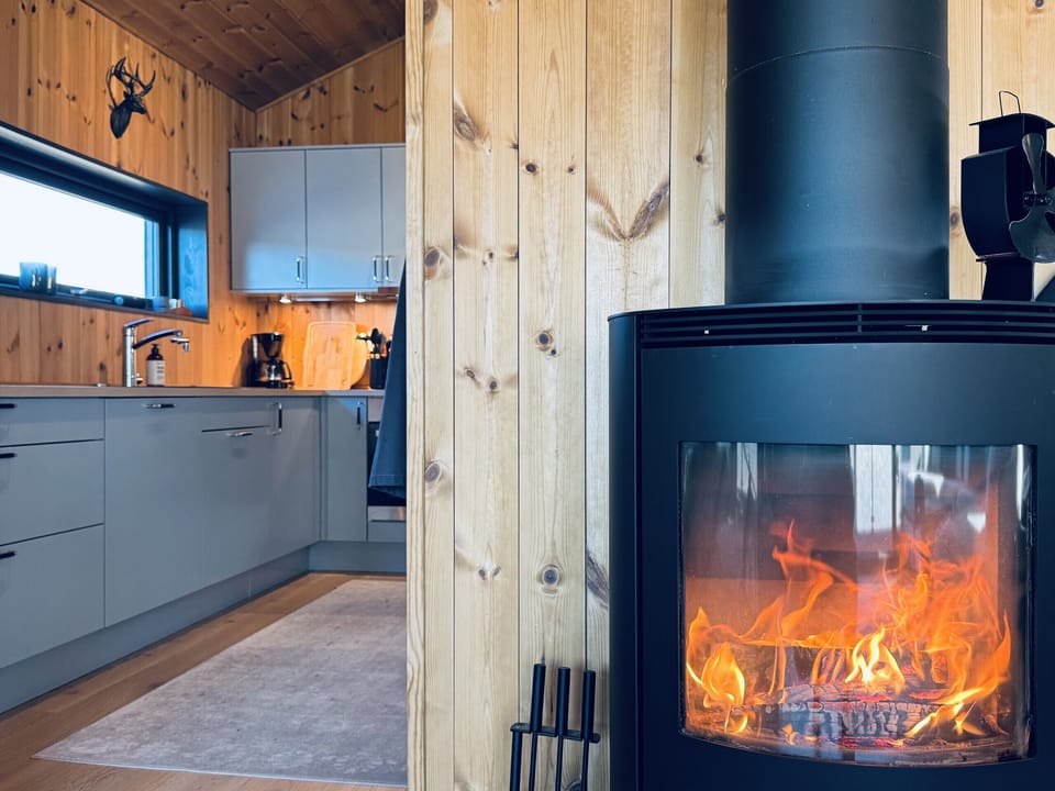 Nice fireplace were you can heat up after a day of skiing
