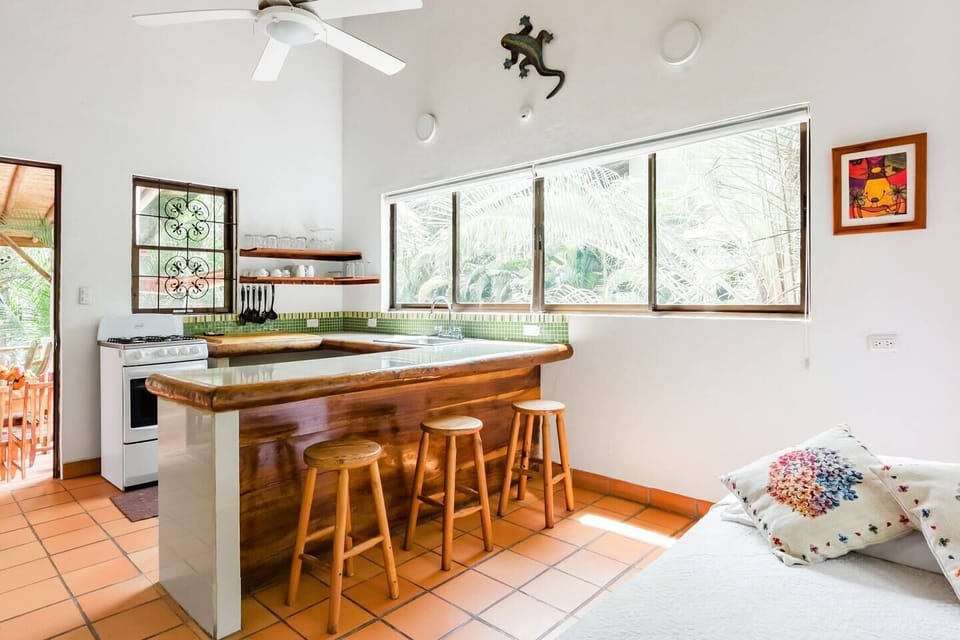 Full-size fridge, coffee/tea maker, electric kettle, dining tables