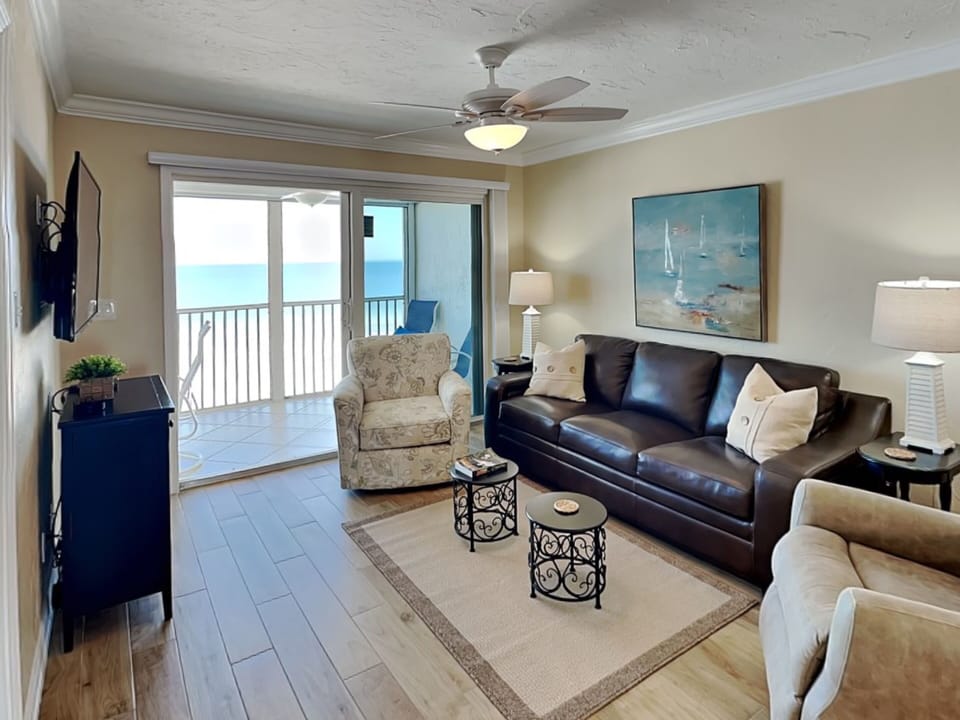 Living - Entertainment Area + Lanai Access w/Gulf Views
