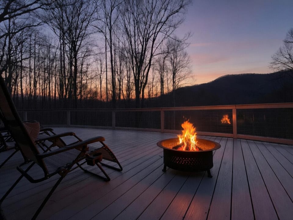 Outdoor Deck: Gather around the fire pit and soak in breathtaking mountain sunsets!