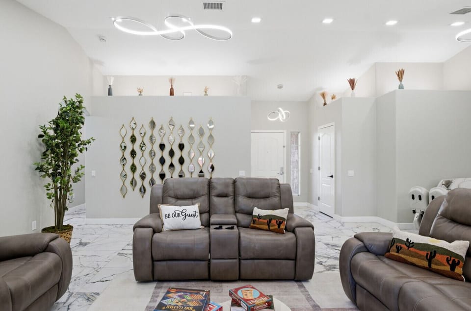 Your comfort zone at Race & Recharge—designed for relaxing, entertaining, and recharging.
