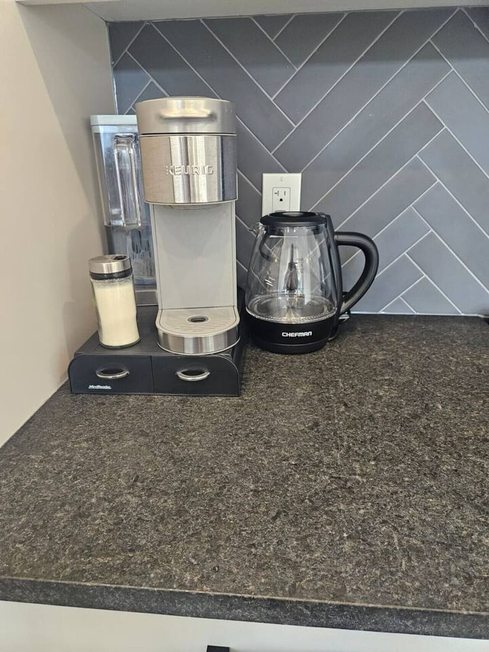 The Morning Bar. Features a Keurig for quick brews and a fast-boil kettle for the perfect cup of tea before hitting the slopes.