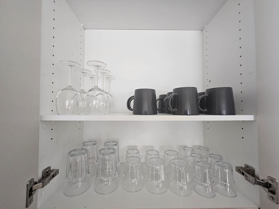 Cheers to your stay! We’ve provided elegant stemware for your B.C. wines and oversized mugs for those chilly Calgary mornings.