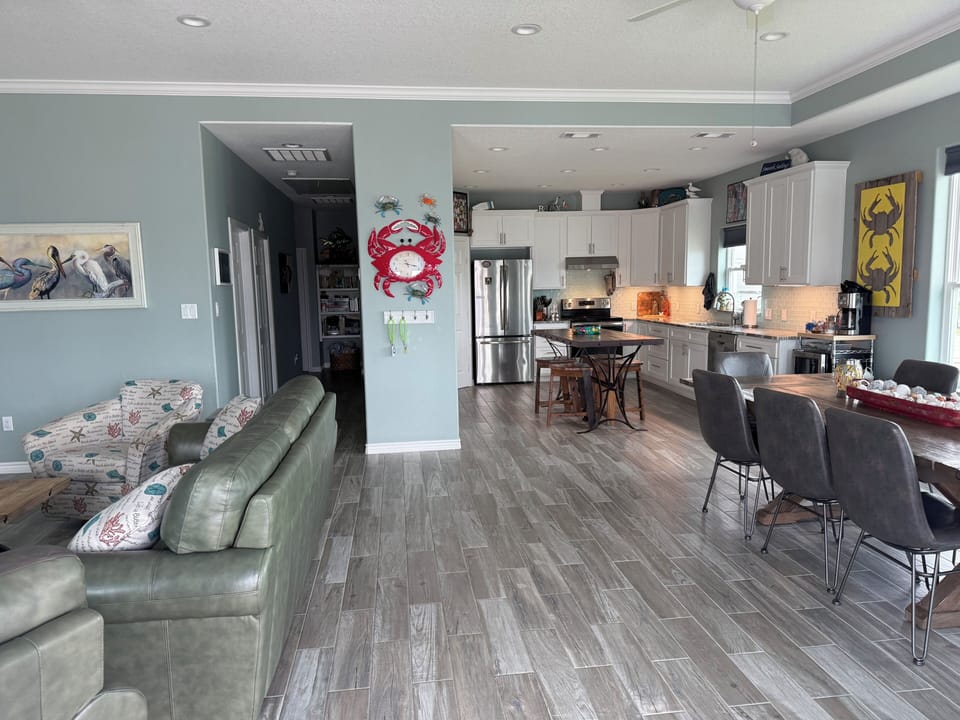 Open Living, Dining and Kitchen