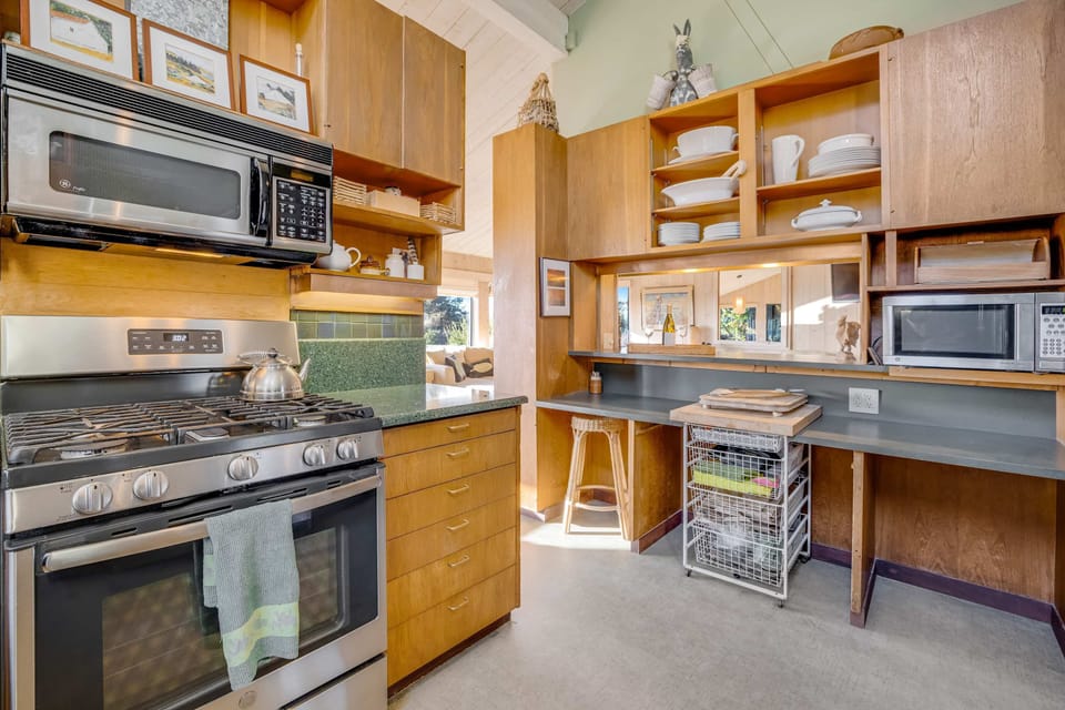 Bright and inviting, this kitchen area features a cozy nook perfect for savoring your morning coffee before a day of exploration.
