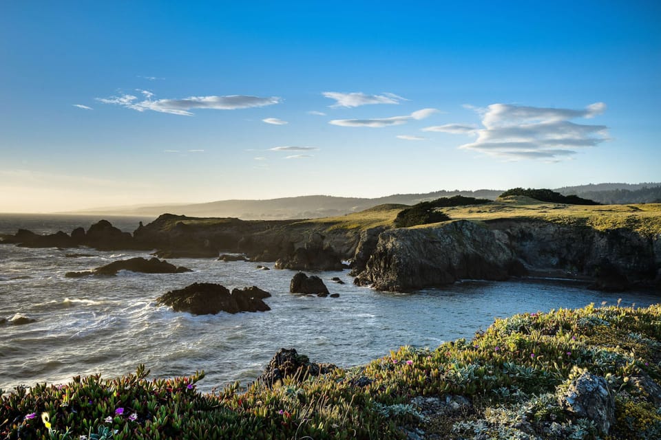 Gaze out at the rugged coastline, where dramatic cliffs meet the ocean—your playground for tide pooling and whale watching.