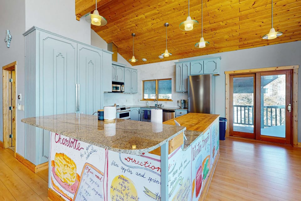 A bright, fully equipped kitchen ready for group dinners