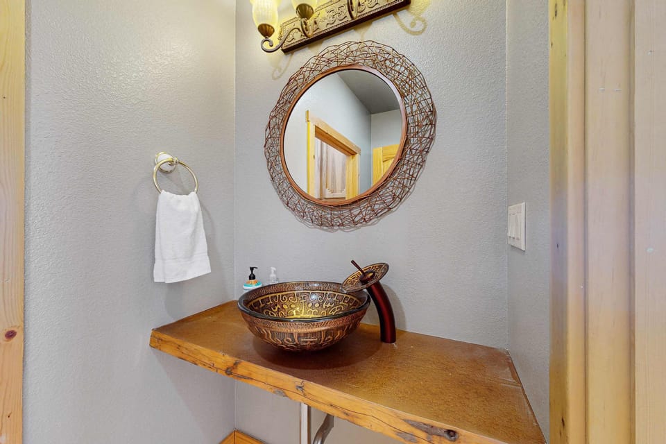 A stylish powder room for guests