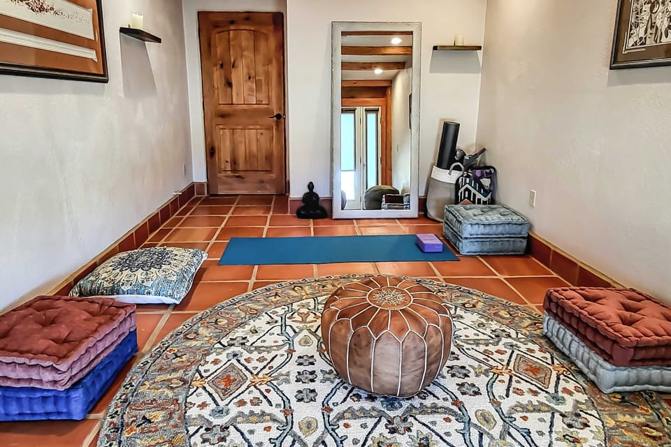 A calm wellness space for stretching and quiet time