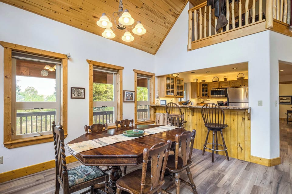 Grab a bar stool or settle in at the dining table