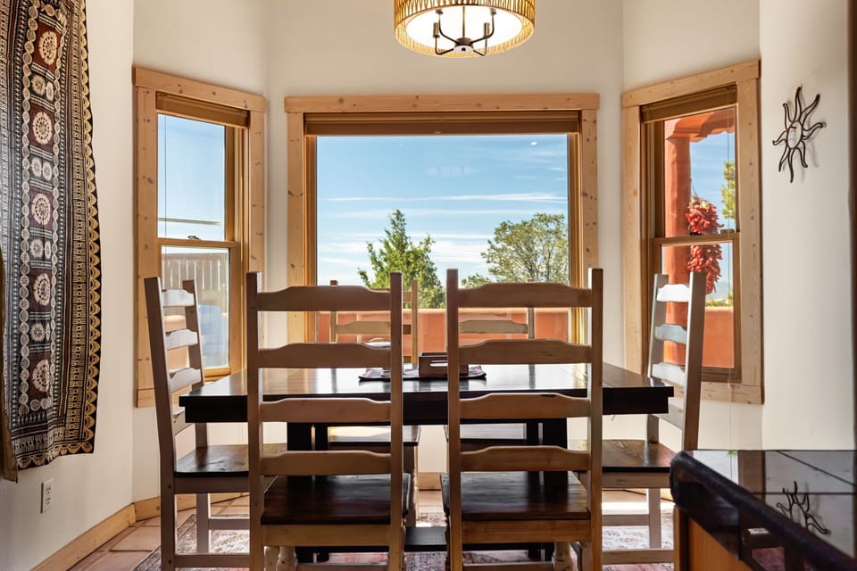Easy flow between dining, kitchen, and living