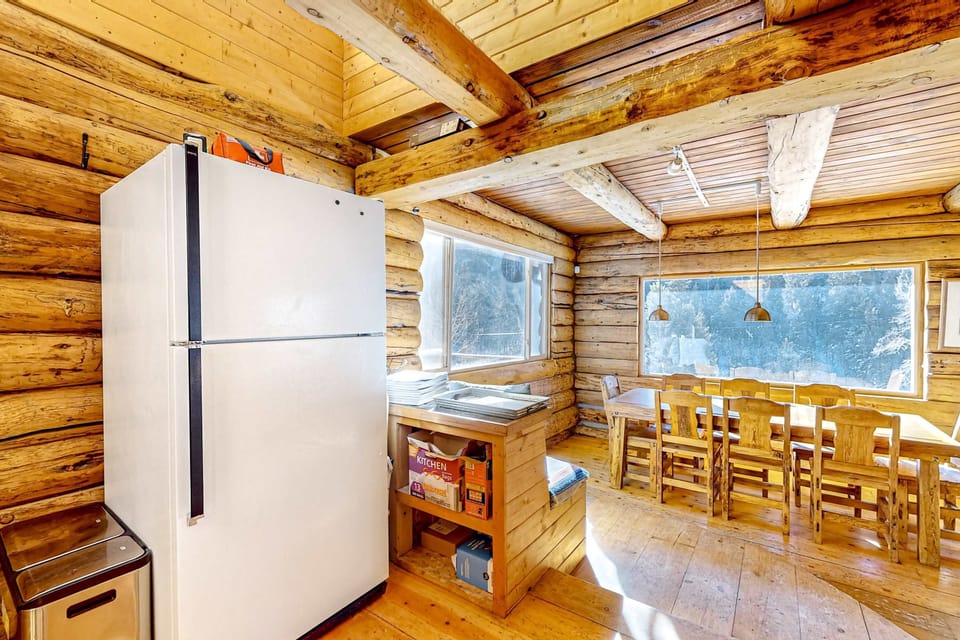 Find a full-size fridge and seating for the whole group