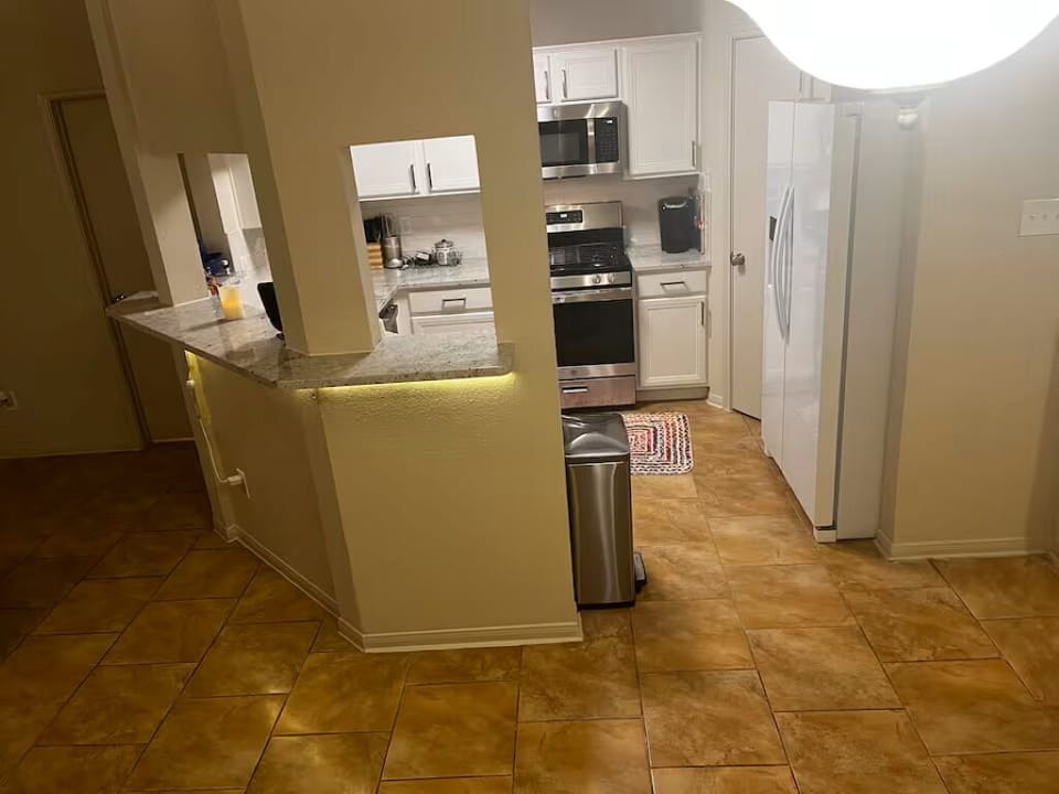Kitchen open to living din area