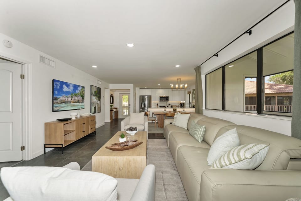 Comfortable seating perfect for relaxing after a day at the beach or golf