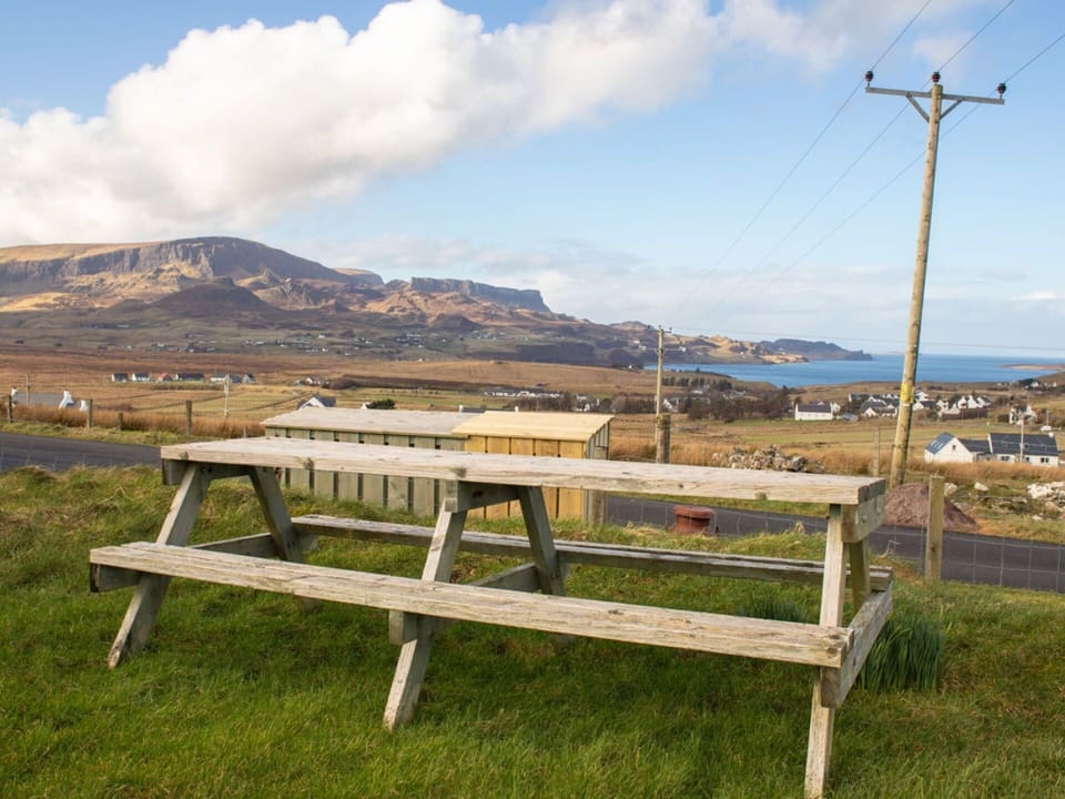 Sky, Outdoor Bench, Picnic Table, Outdoor Furniture, Grassland, Landscape, Bench, Furniture, Outdoor Table, Hill