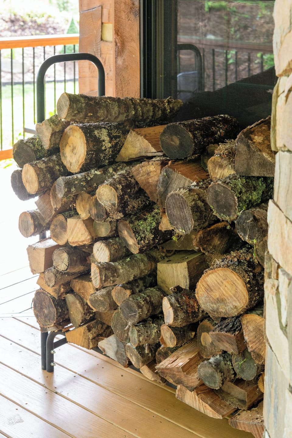 Firewood is provided at the fireplace and both fire pit areas.