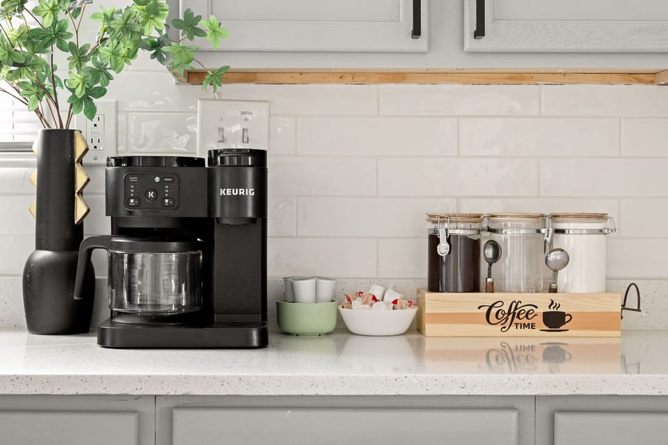 Kitchen | Coffee Station with Multi-Function Keurig, Blender + Tea Kettle