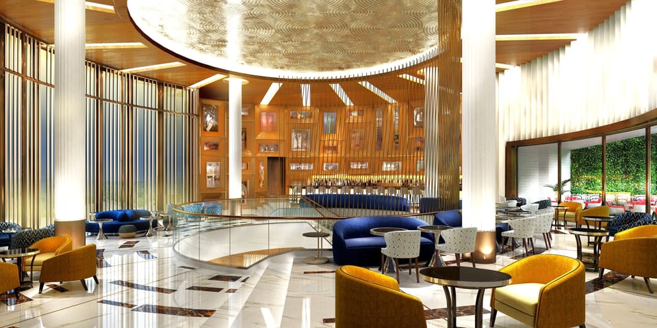 Arrive to a soaring, sunlit lobby made for grand entrances.
