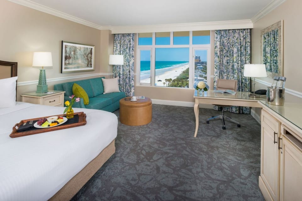Unwind in a bright room with sweeping ocean views.