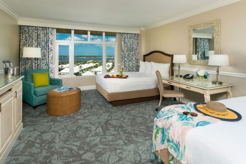 Spread out comfortably with two beds and airy views.