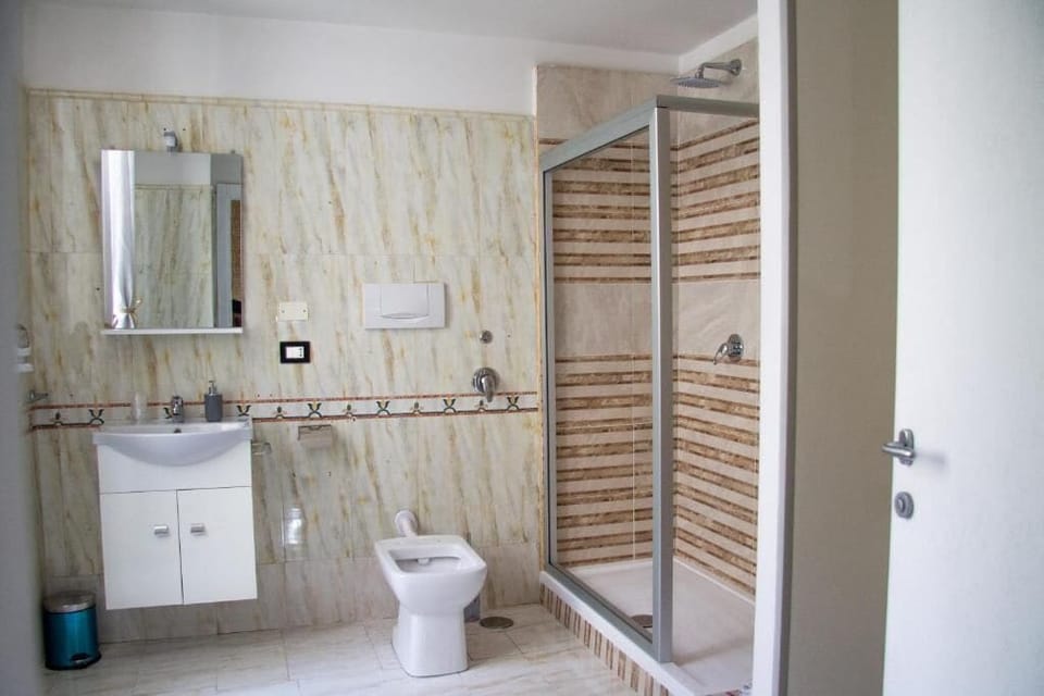 Shower, free toiletries, bidet, soap