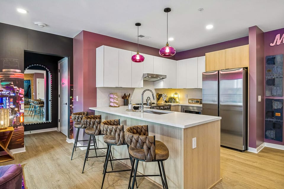 Fully equipped kitchen with stainless steel appliances, 4 person eat in kitchen, everything you`ll need to make a home cooked meal