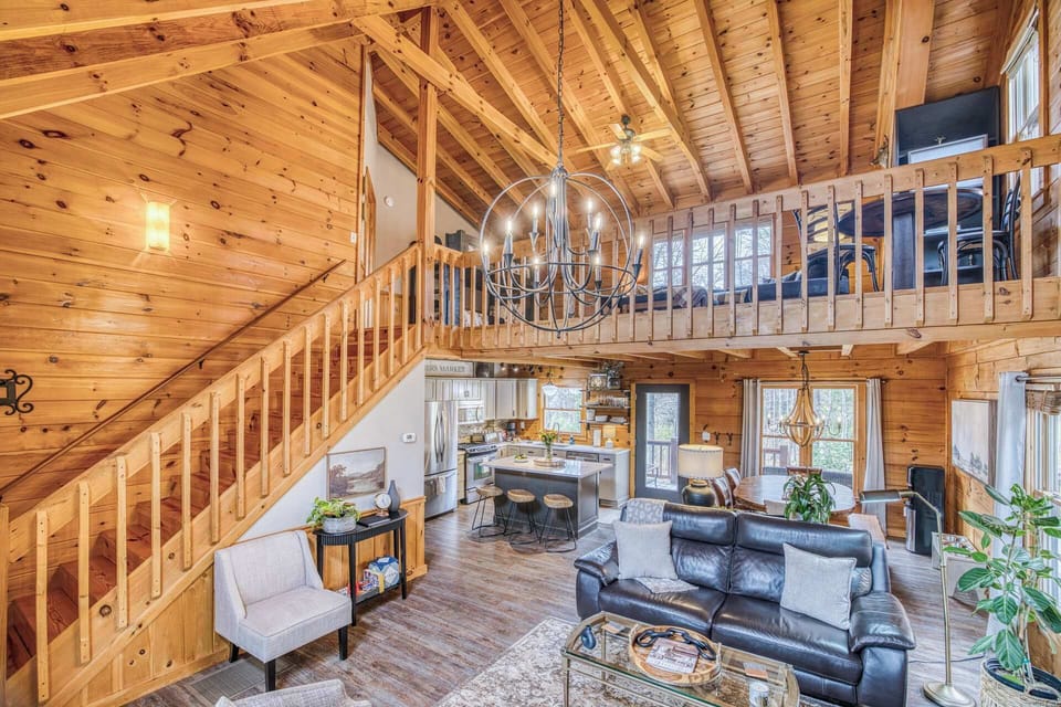 Open, loft with additional seating area. 