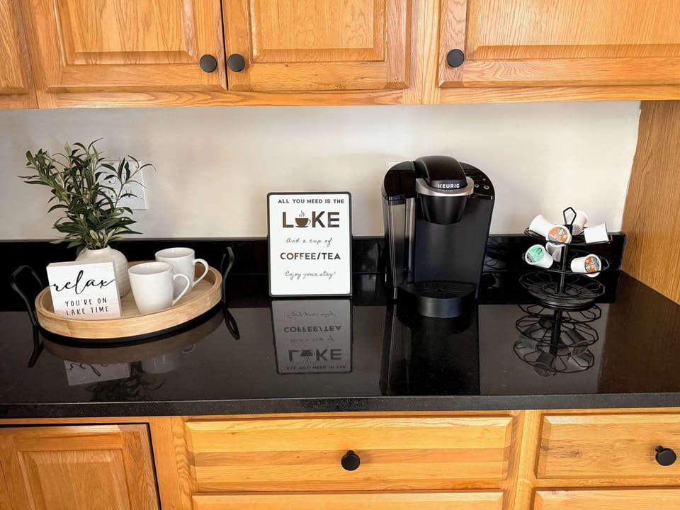 Start the day at the coffee/tea bar before heading outside to enjoy the views
