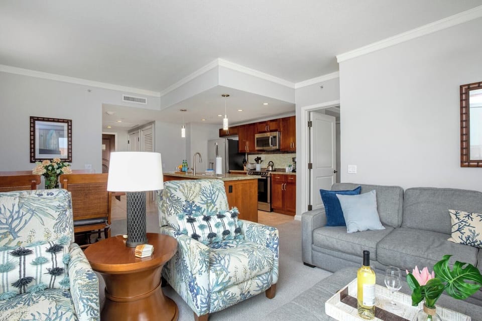 Bright coastal living meets modern kitchen in serene tropical paradise. HKK-220