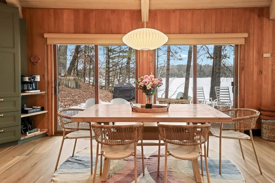 Comfortable indoor dining space with seating for up to 6.