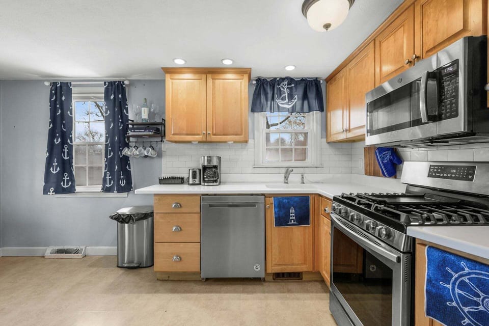 A fully equipped kitchen featuring modern appliances