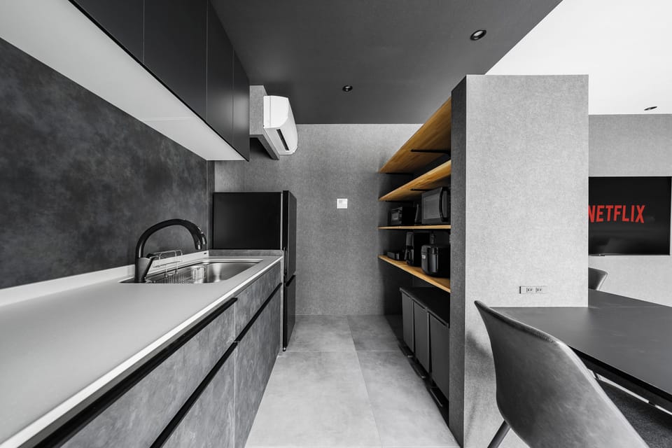 Apartment | Private kitchen | Fridge, microwave, stovetop, rice cooker