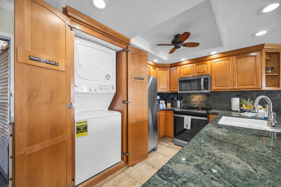 In-unit washer and dryer make it easy to keep clothes fresh during your stay.