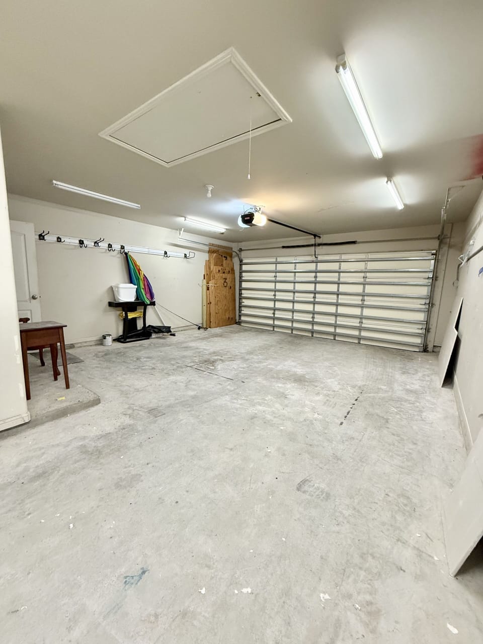Large private garage with ample space for parking and storage