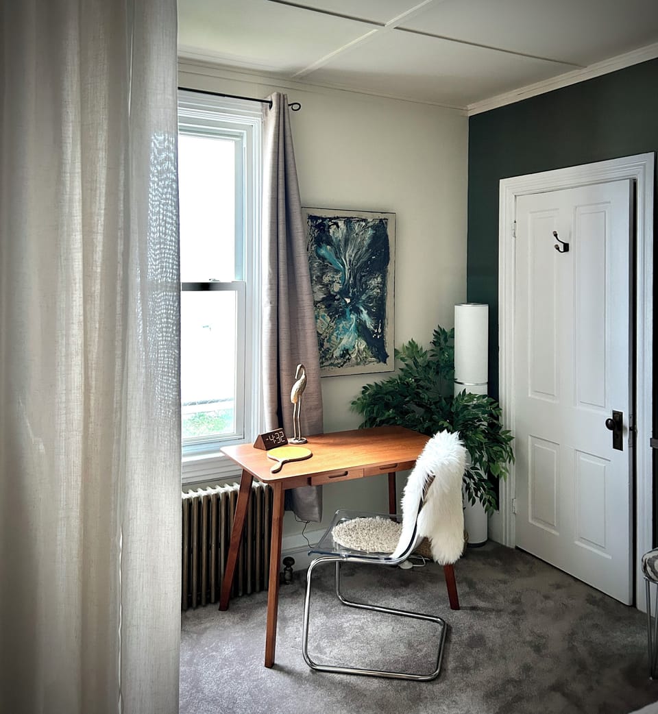 Dedicated workspace in the bedroom area