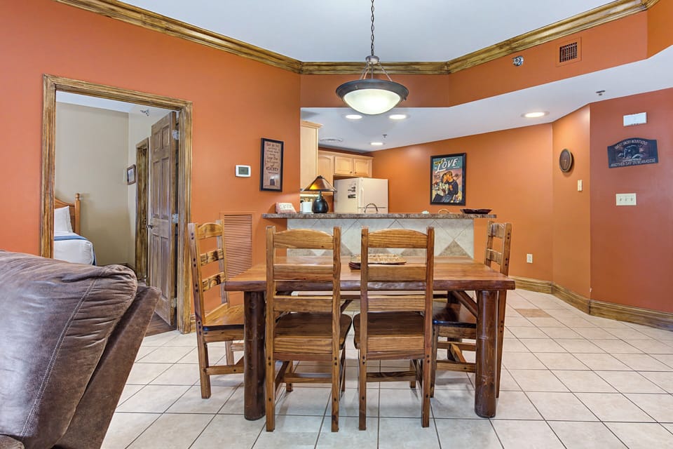 Gather around your spacious dining table for memorable meals in this warm, open-concept space with full kitchen.