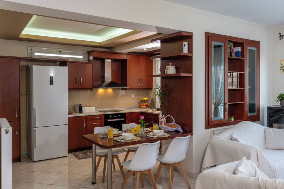 Family Apartment, Balcony, Garden View | Private kitchen | Full-size fridge, microwave, oven, stovetop