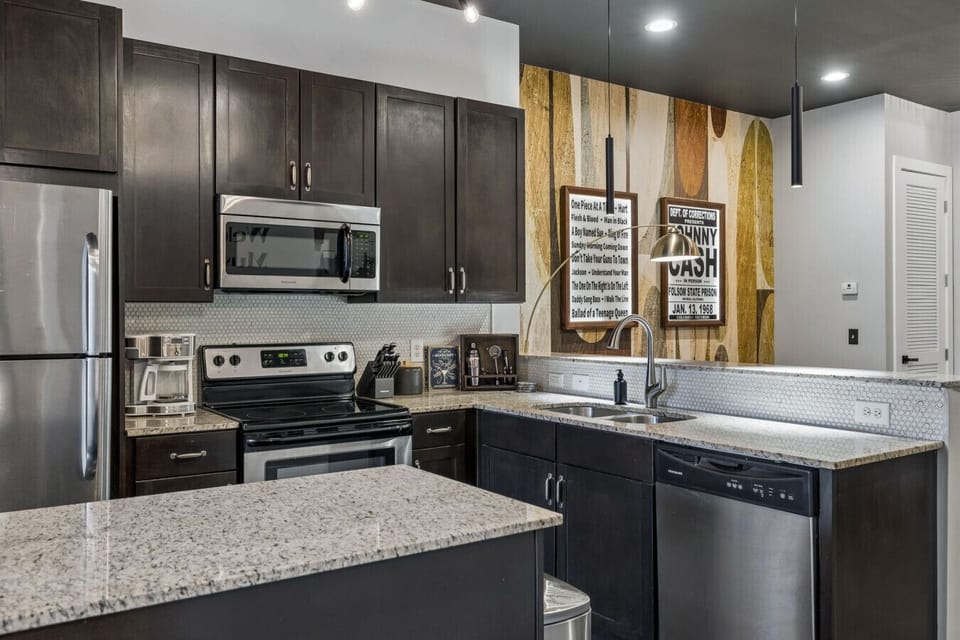 Fully Stocked Kitchen with Stainless Steel Appliances, Drip Coffee Maker and Keurig