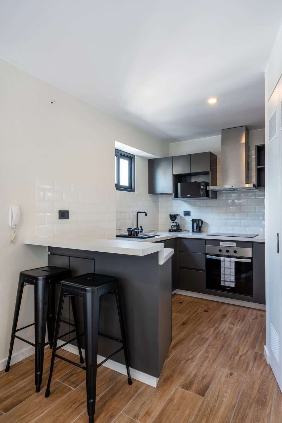 Kitchen breakfast counter designed for casual dining and morning coffee moments.
