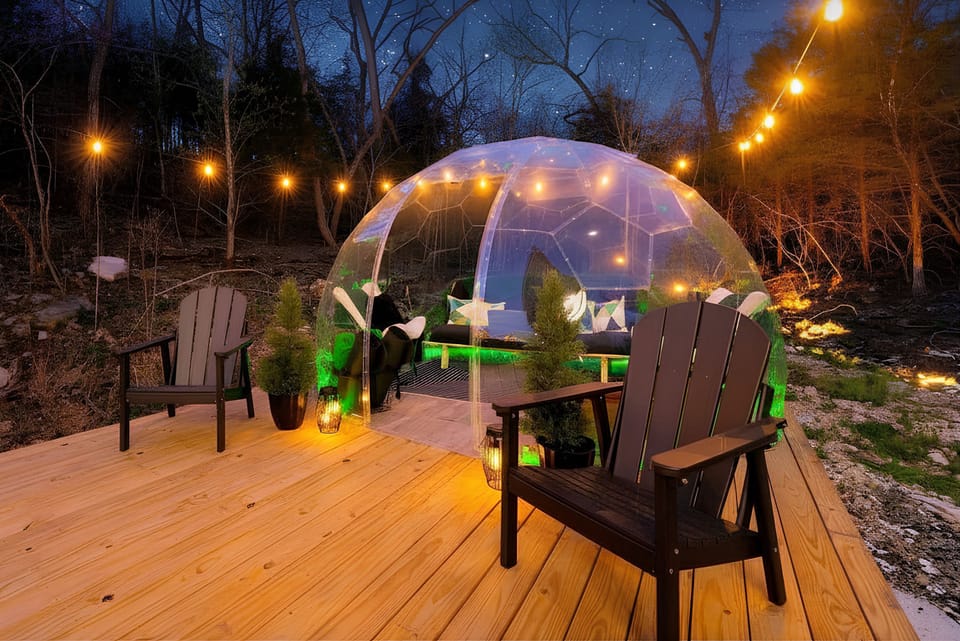 Relax and gaze at the starry skies in your unique private, glowing dome complete with climate control for comfort in any season