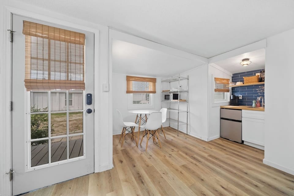 Kitchenette with essentials and room to enjoy a meal